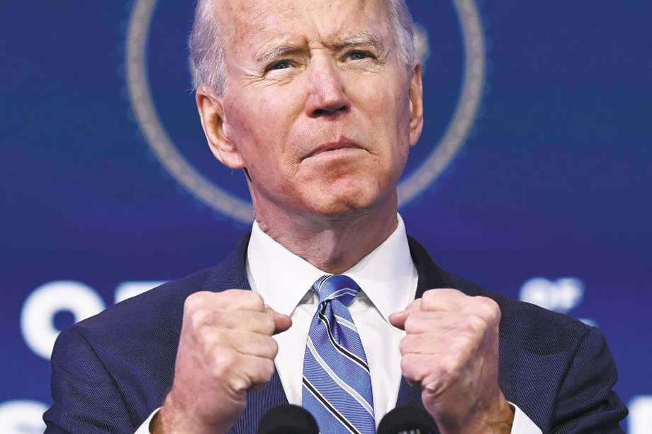 El presidente electo de EE. UU., Joe Biden, durante su discurso en el teatro Queen en Wilmington, Delaware, el 14 de enero de 2021. 
