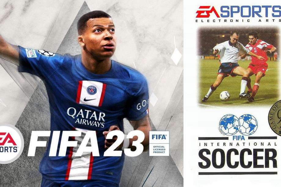 Portadas de FIFA 23, el último de la serie, y FIFA International Soccer 94, el primero.