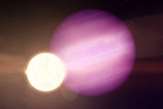 Ilustración del planeta y de su tenue estrella enana blanca.