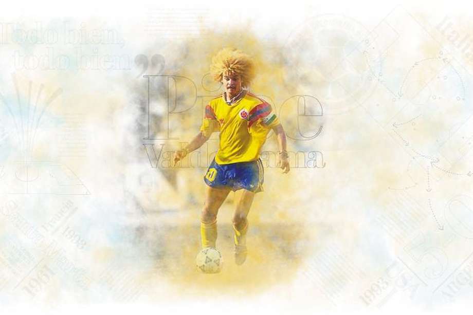 Carlos "El Pibe" Valderrama, ídolo de la selección de Colombia en la década de 1990. Ilustración: William Botía Suárez