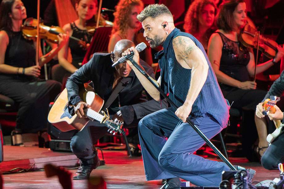 El músico y cantante puertorriqueño Ricky Martin durante su actuación del viernes 14 de julio en el Starlite Occident, que se celebra en la localidad malacitana de Marbella (España). 
