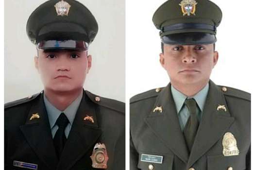 A la izquierda, el patrullero Jose Goyes. A la derecha, Wilmar Guzmán Martínez, ambos asesinados en Arauca.