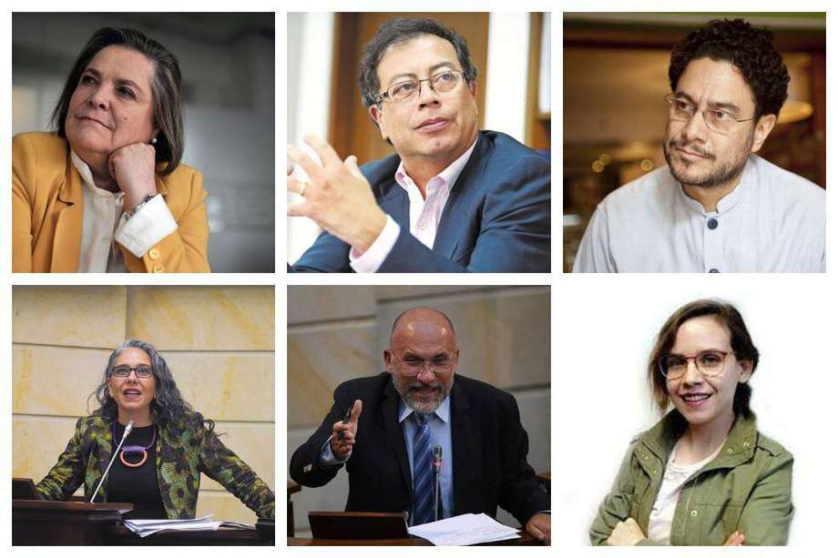 Clara López, Gustavo Petro, Iván Cepeda, María José Pizarro, Roy Barreras, y María Angélica Prada, integrantes del Pacto Histórico.