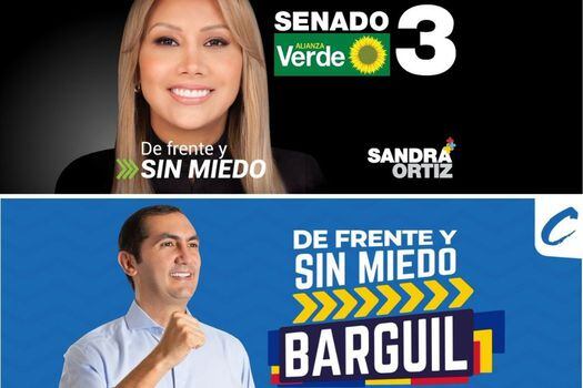 Sandra Ortiz empezó a usar en redes "De frente y sin miedo" desde, por lo menos, el 18 de diciembre de 2021. Barguil apenas lo incorporó en su campaña desde el 11 de enero de 2022.