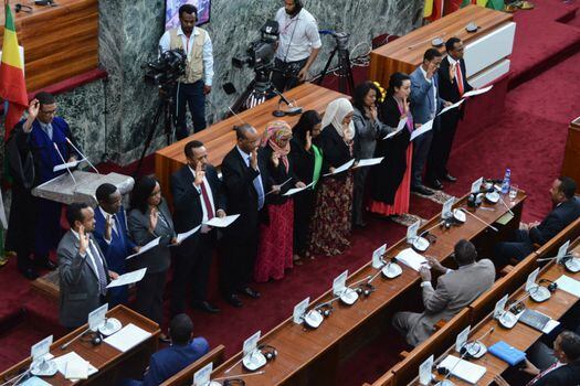 El nuevo gabinete juró hoy ante la Cámara de Representantes del Pueblo (Cámara Baja) en Adís Abeba, Etiopía.  / AFP
