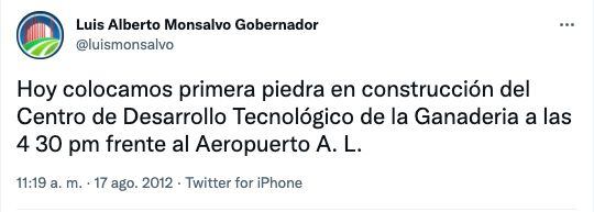 El 17 de agosto de 2012, el gobernador Luis Alberto Monsalvo Gnecco envió un mensaje, en su cuenta de Twitter, resaltando que había puesto la “primera piedra” del proyecto que hoy no ha terminado.