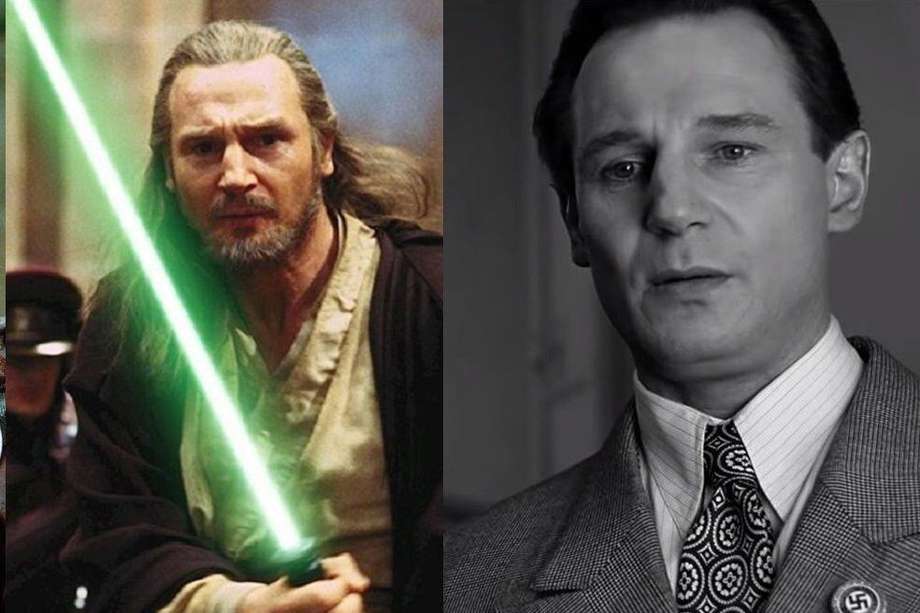 Dos de las interpretaciones memorables del actor Liam Neeson; en "Star Wars" y en "La lista de Schindler".Cortesía