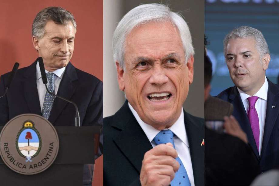 Mauricio Macri, Sebastián Piñera e Iván Duque. Expresidentes de Argentina, Chile y Colombia.