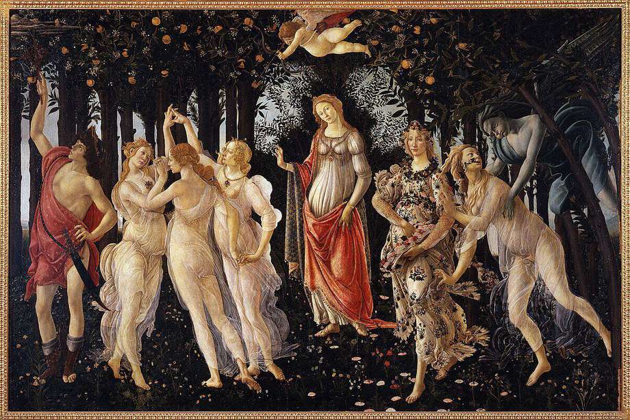 La pintura, "Alegoría de la primavera" o también conocida como "La Primavera" (1477-1478) de Sandro Botticelli, es una de las más destacadas del Renacimiento florentino.