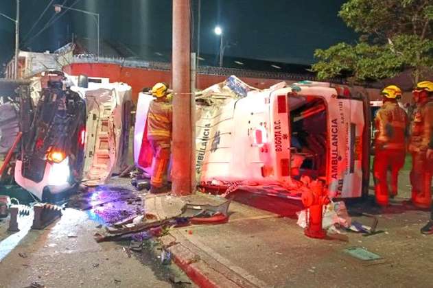 Ambulancias protagonizan aparatoso accidente que dejó tres heridos en Bogotá