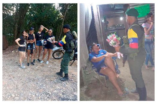 Integrantes del frente 33 de las disidencias habrían saludado y entregado flores a las mujeres en el casco urbano de Tibú.