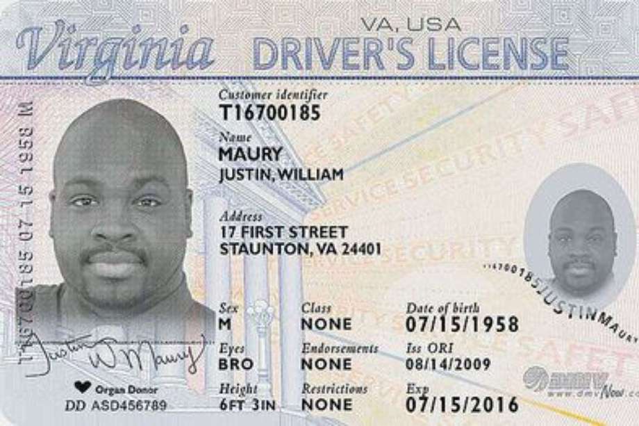 Así luce el nuevo diseño de las licencias de conducción de Virginia.