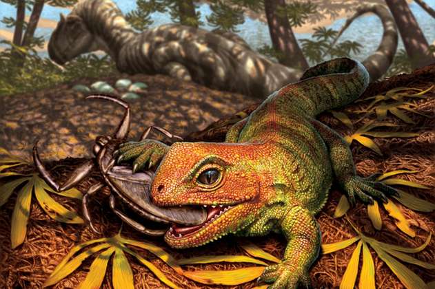 Este es el lagarto prehistórico extinto que vivía entre los dinosaurios