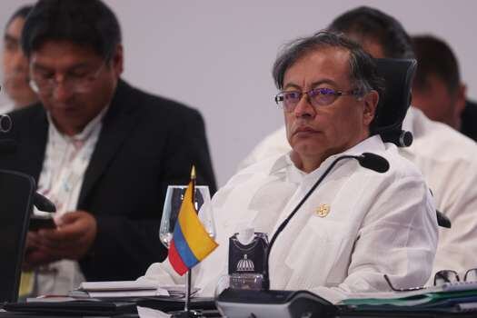 El presidente de Colombia, Gustavo Petro, durante la sesión plenaria de la XXVIII Cumbre Iberoamericana de Jefes de Estado y de Gobierno en Santo Domingo (República Dominicana). 