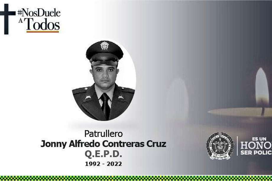 El patrullero Contreras llevaba 10 años al servicio de la Policía Nacional.