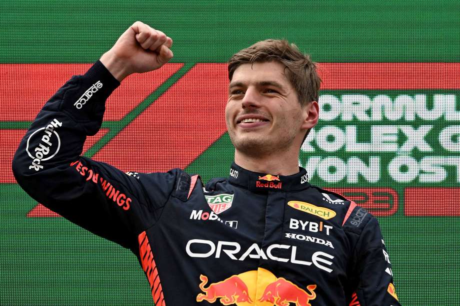 Max Verstappen celebra su triunfo en Austria. 

