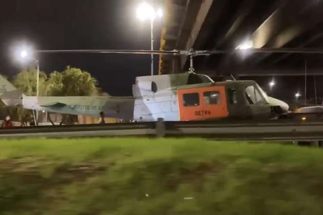 Helicóptero quedó atascado en puente de la Calle 116, en Bogotá