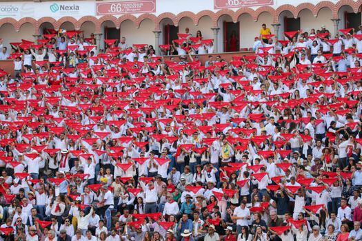 Cerca de 1.500 jóvenes demostraron su amor por la fiesta brava con un emocionante apertura de plaza con camisas blancas y pañuelos rojos. / Cortesía: Plaza de Toros de Manizales - Bryan Santiago Grisales Chica.
