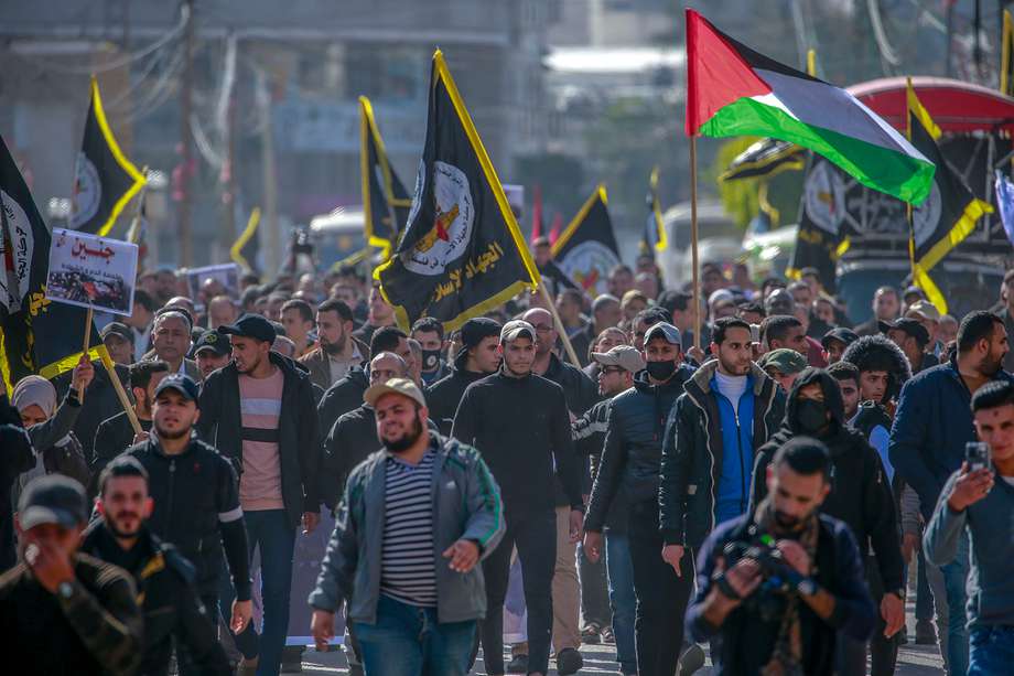 Protestas en Gaza por el asesinato de 10 palestinos en Jenín. //EFE/EPA/MOHAMMED SABER
