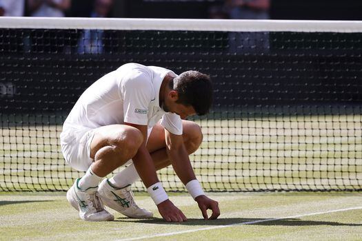 Novak Djokovic, en la cancha de Wimbledon. 
