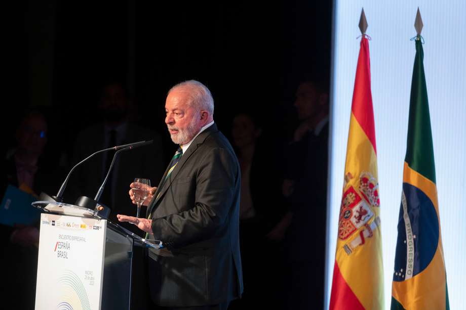 El presidente de Brasil, Luiz Inácio Lula da Silva, participa en un encuentro empresarial entre España y Brasil en la Casa América de Madrid