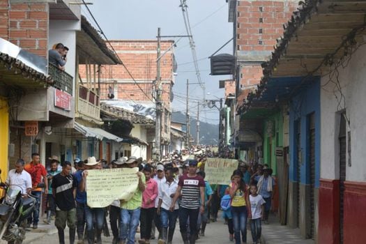 Los campesinos piden cumplimiento al acuerdo colectivo de sustitución voluntaria de cultivos de uso ilícito, suscrito en abril de 2018. / Cortesía