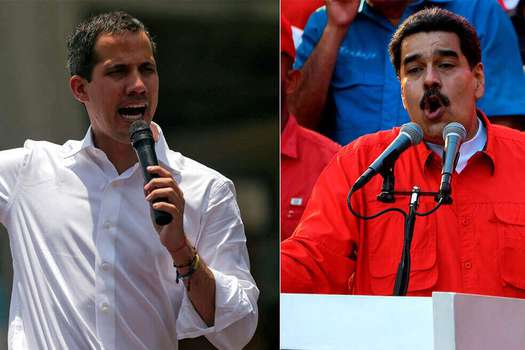 El líder opositor, Juan Guaidó y el presidente de Venezuela, Nicolás Maduro.
