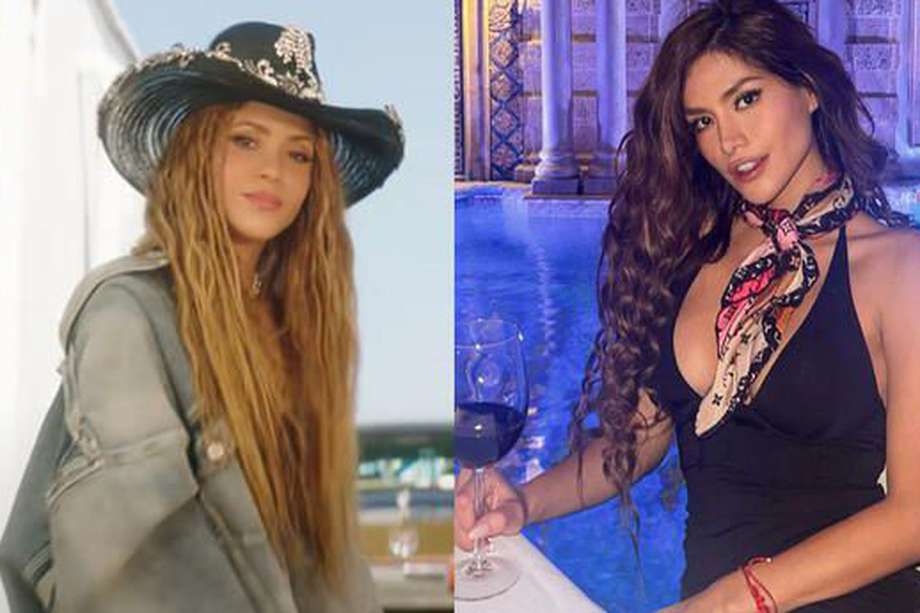 Shakira (i) en su video de "El Jefe" y Miriam Saavedra, una actriz peruana quien la acusa de plagio.