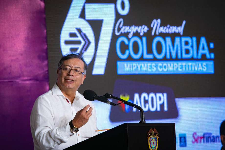 El presidente Gustavo Petro durante la apertura del 67° Congreso Nacional de ACOPI. Los gremios están expectantes ante la reforma tributaria del actual gobierno nacional.