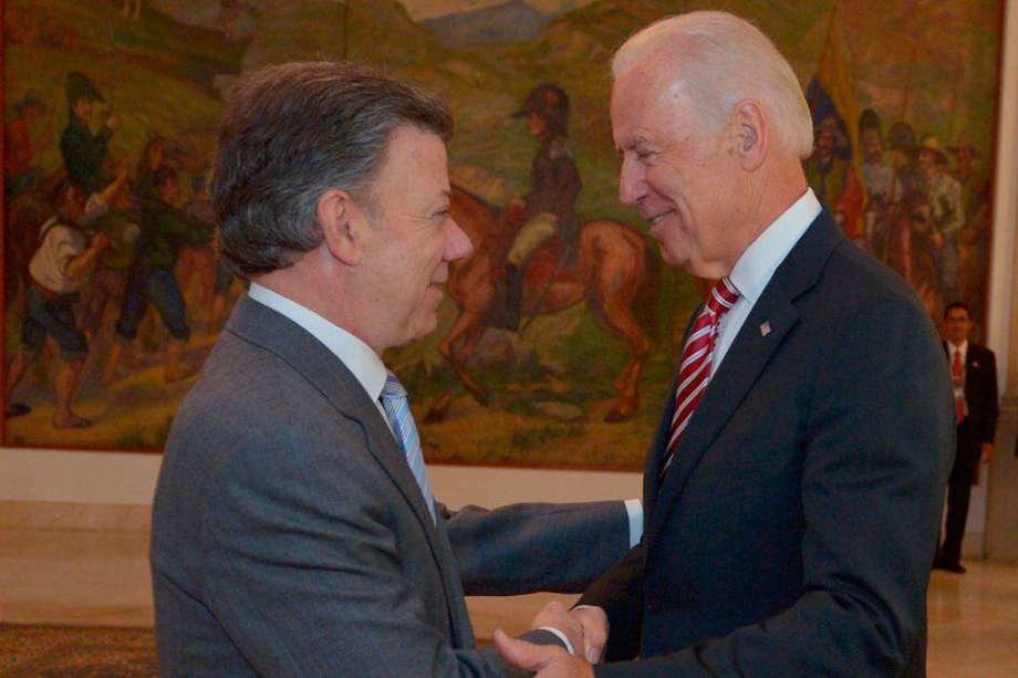 Juan Manuel Santos y Joe Biden.