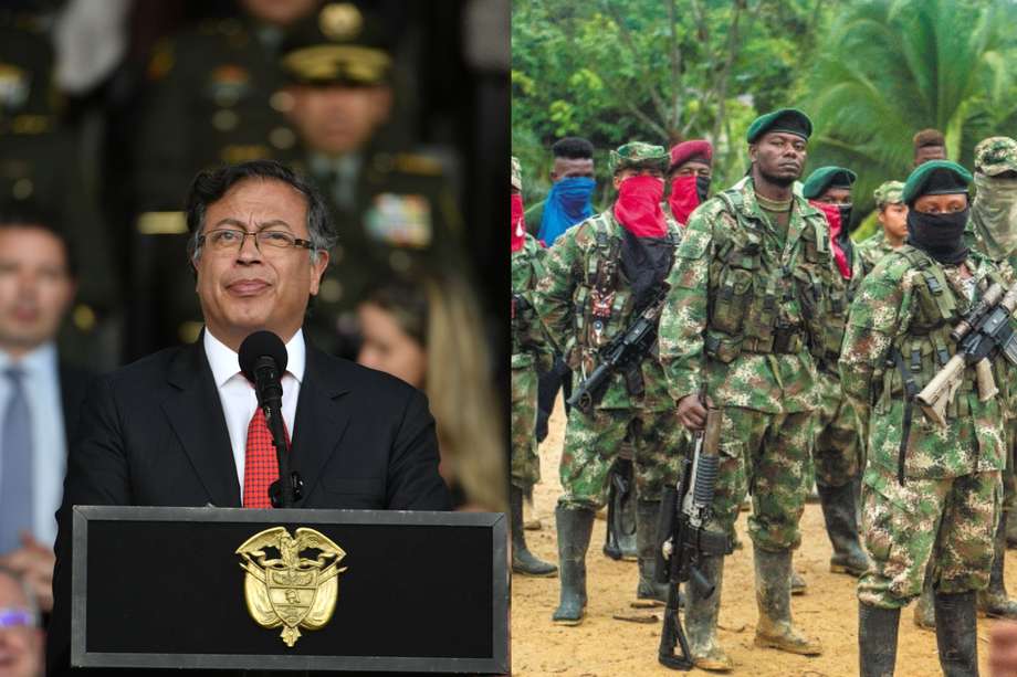 Presidente Gustavo Petro y combatientes del Ejército de Liberación Nacional (ELN). Imagen de referencia. 