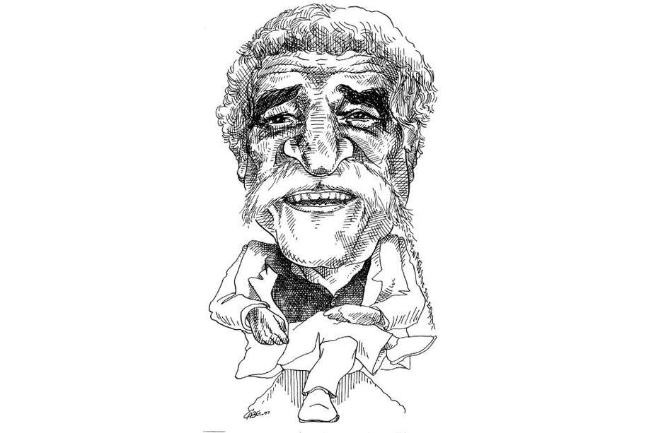 Caricatura de Gabriel García Márquez realizada por el peruano Carlos Bernales y cedida por el artista a El Espectador.