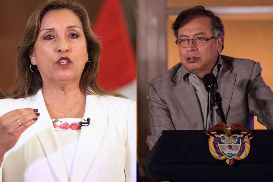 Dina Boluarte (izquierda), presidenta de Perú, y Gustavo Petro (derecha), presidente de Colombia.