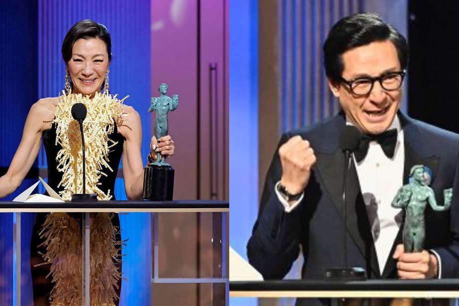 Michell Yeoh y Ke Huy Quan fueron los primeros intérpretes asiáticos en llevarse los galardones de Mejor actriz y Mejor actor de reparto en los SAG Awards.