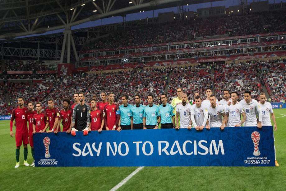 Las selecciones de Chile y Portugal participaron en la campaña de decirle "No al racismo" en el Mundial de Rusia 2018.