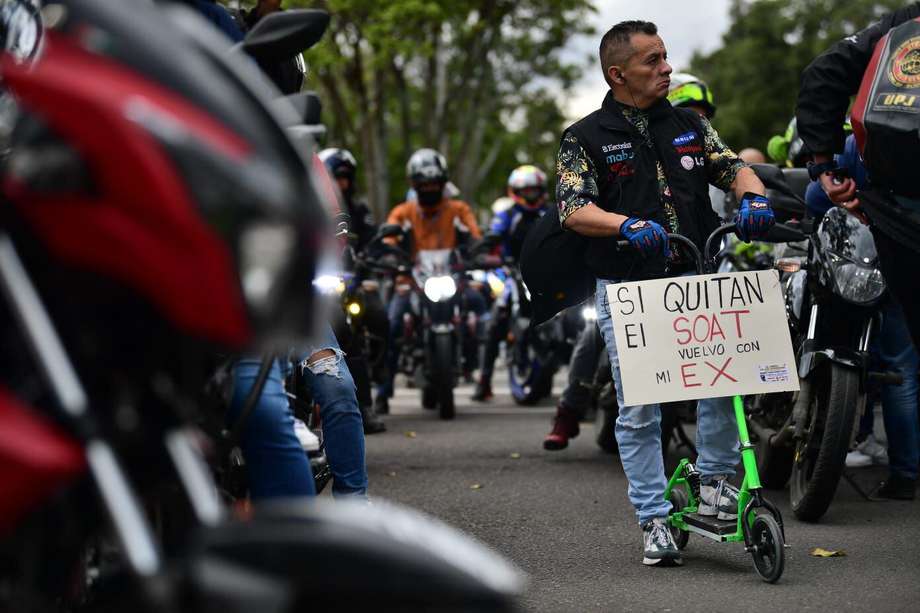 Protesta de motociclistas este miércoles 12 de octubre de 2022 en Bogotá.