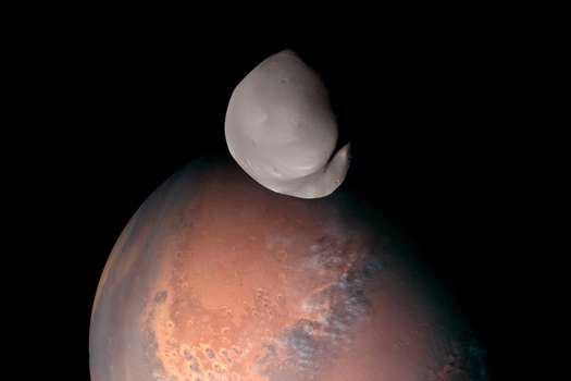 Deimos estaría hecha del mismo tipo de material que Marte, según sugieren las últimas observaciones Crédito: Emirates Mars Mission