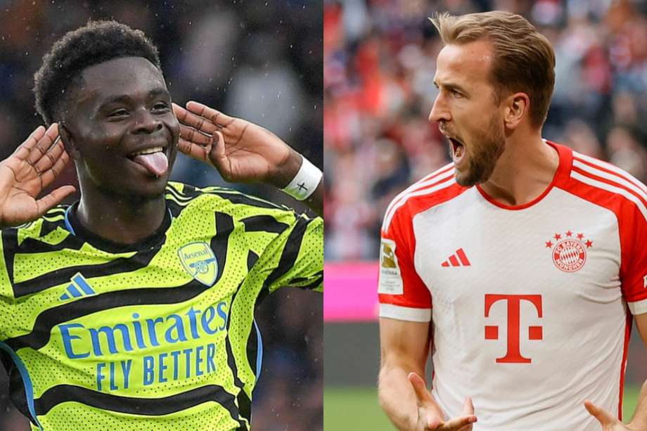 Bukayo Saka de Arsenal y Harry Kane de Bayern Múnich. Referentes del duelo de este martes.