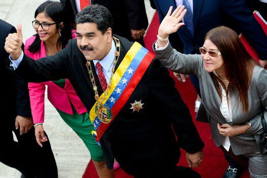 Nicolás Maduro durante la presentación de su balance de gobierno este año. / EFE