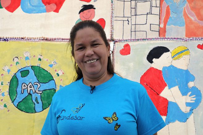 Mónica Amaris, representante de la Fundación de Desplazados de Aracataca (Fundesar), desplazada en tres ocasiones entre la Sierra Nevada de Santa Marta y el pueblo de Aracataca.