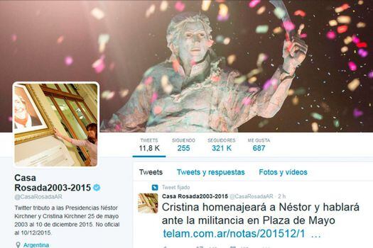 Cristina Kirchner no 'devolverá' cuenta de Twitter de Casa Rosada