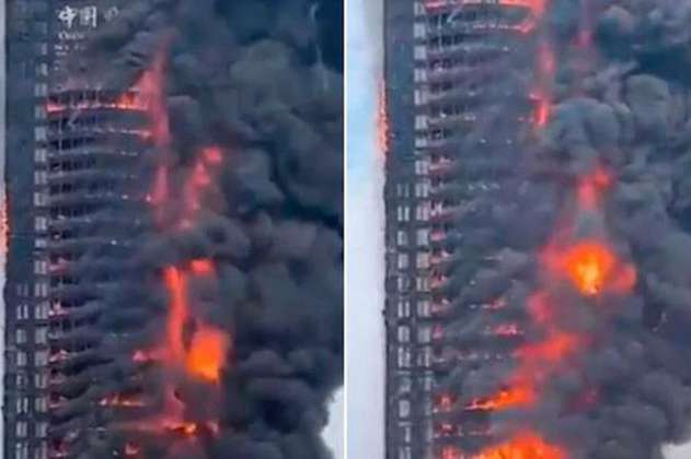Video: enorme incendio deja calcinado un rascacielos en Changsha, China