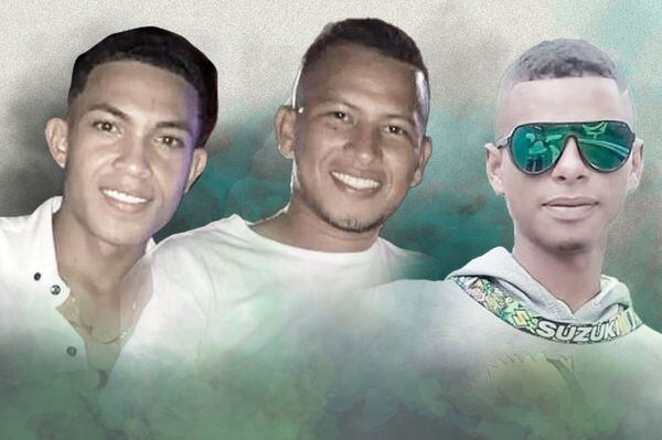 Carlos Alberto Ibáñez Mercado, José Carlos Arévalo y Jesús David Díaz Monterroza, los tres jóvenes asesinados en Chochó, Sucre. El Espectador