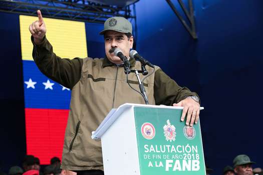 Nicolás Maduro, presidente de Venezuela, durante su discurso a las FANB.  / AFP
