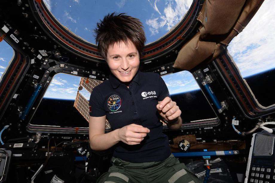 Samantha Cristoforetti a bordo de la Estación Espacial Internacional.