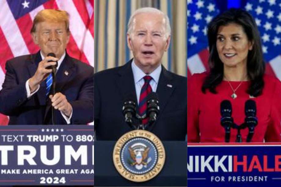 Donald Trump, Joe Biden y Nikki Haley, en medio de la campaña por la Presidencia estadounidense en 2024.