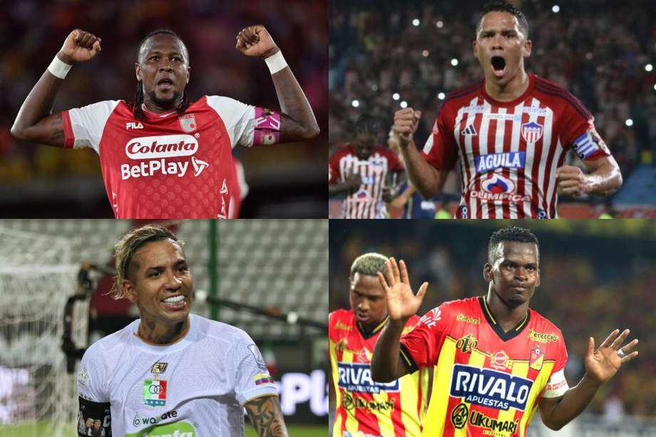 Hugo Rodallega, Carlos Bacca, Dayro Moreno y Carlos Darwin Quintero, los "viejitos" goleadores del fútbol colombiano.