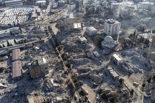 Foto aérea de la región de Kahramanmaras, en Turquía, luego del terremoto. 