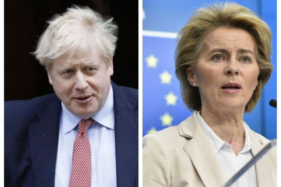 El primer ministro británico, Boris Johnson  y la la presidenta de la Comisión Europea, Ursula von der Leyen.