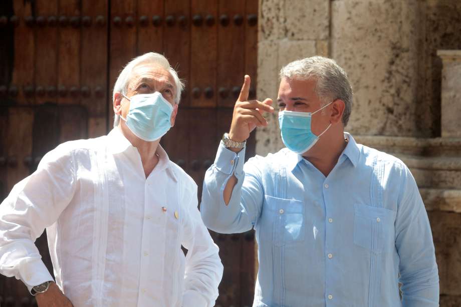 El presidente de Chile, Sebastián Piñera, y el presidente de Colombia, Iván Duque, tras la instalación de la reunión de Prosur.